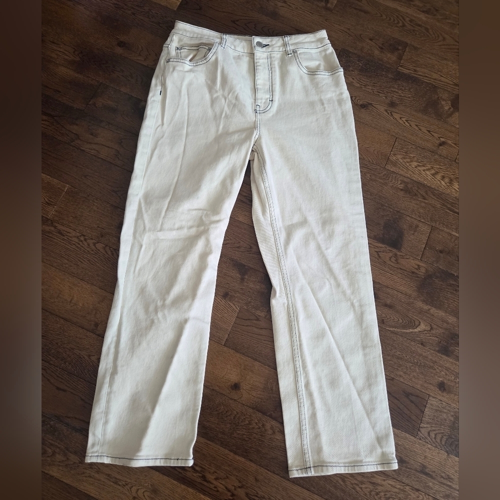 Maje Womens Cream Straight-Leg Jeans Size Fr 40/ US Large